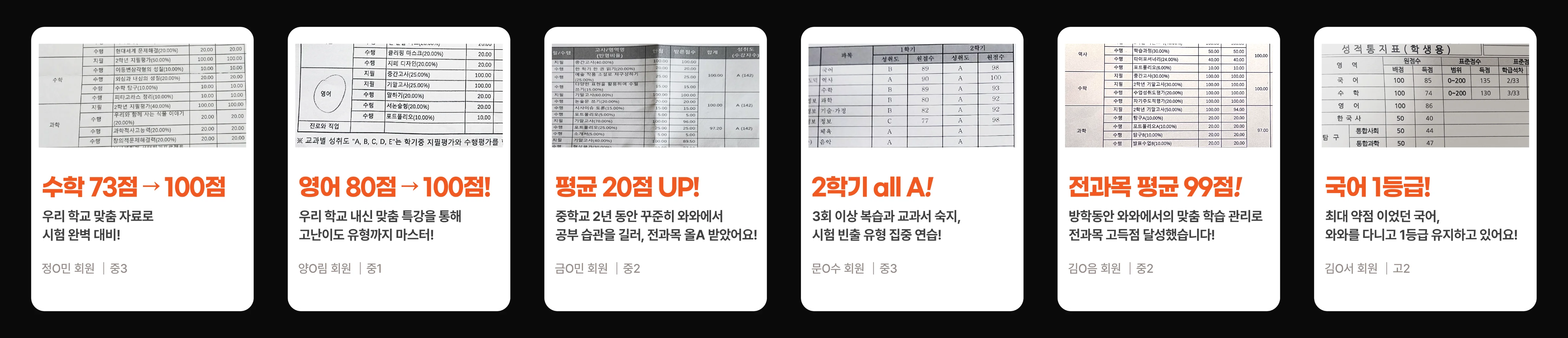 금오동 와와센터 성적 향상 사례
